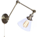 Helnys Industrial Vintage Swing Arm LED Lamp with Pull Chain Switch