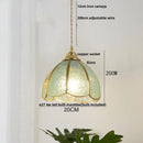 Helnys Nordic LED Pendant Lamp Walnut Tiffany Glass Copper Hanging Light