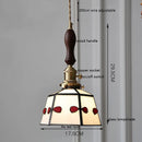 Helnys Vintage Europe Style LED Pendant Light with Wood, Copper, Glass Lampshade