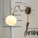 Helnys Amber Glass Wall Lights with Pull Chain Switch and Walnut Canopy