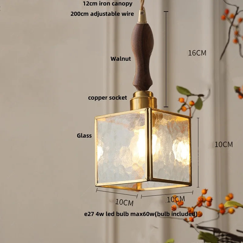 Helnys Glass LED Pendant Light - Modern Copper Hanging Lamp - Nordic Style