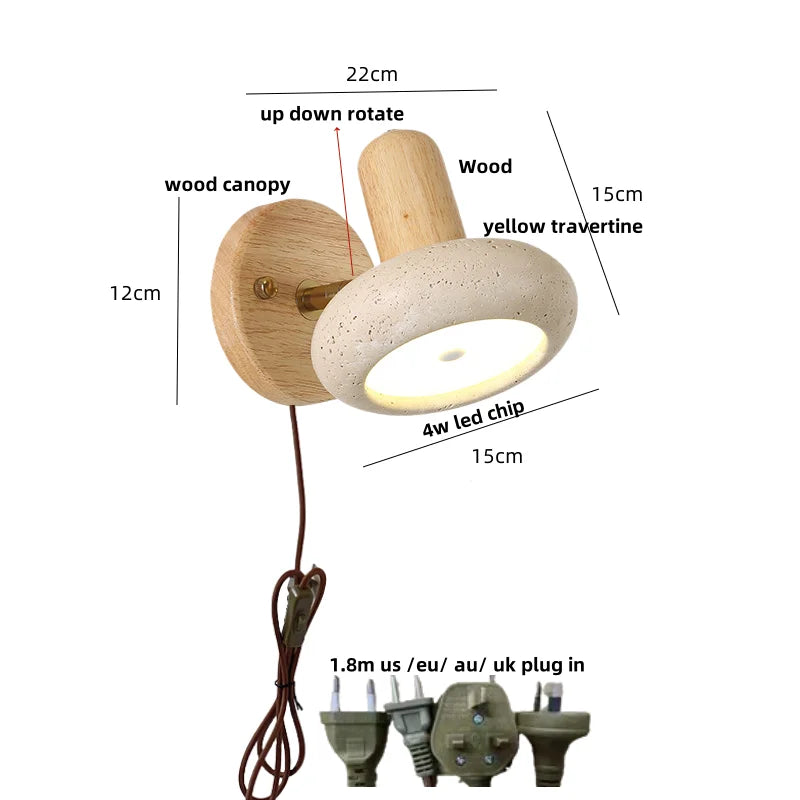 Helnys LED Wood Wall Sconce Pull Chain Modern Stair Light