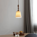 Helnys Wood Handle Copper LED Pendant Lights Fixture Modern Hanging Lamp