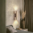 Helnys Wood Canopy LED Wall Lights - Nordic Modern Yellow Travertine Sconce