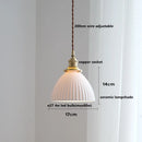 Helnys Ceramic LED Pendant Light with Wood Handle and Copper Socket