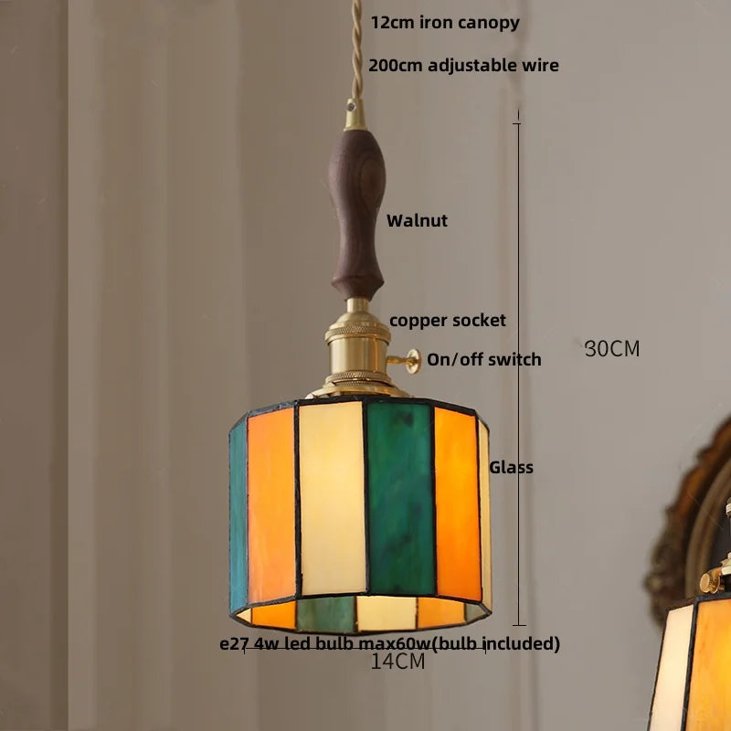 Helnys Adjustable LED Pendant Lamp with Copper Knob Switch for Dining Room