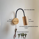 Helnys Wooden Bedside LED Wall Lamp Japan Style Home Decor Fixture