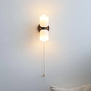 Helnys Nordic LED Wall Sconce White Glass Walnut Wood Stair Light