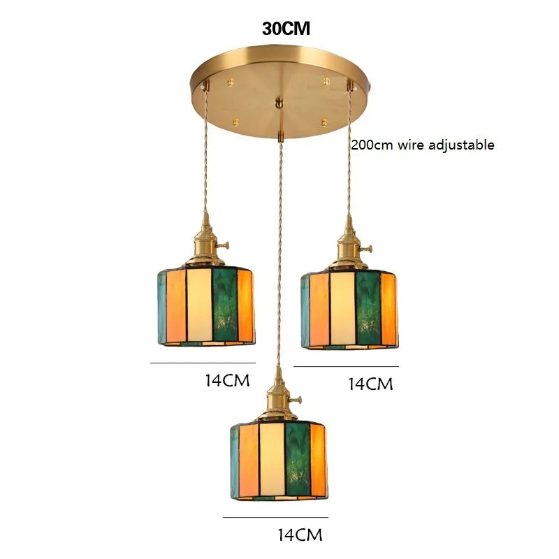Helnys Vintage LED Pendant Lamp with Copper Socket & Glass Lampshade