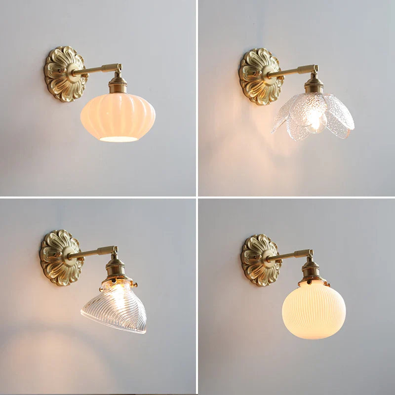 Helnys Nordic Glass LED Copper Wall Lamp for Home Indoor Modern Lighting