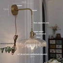 Helnys Amber Vintage LED Glass Wall Light Fixture with Pull Chain Switch