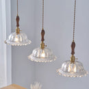 Helnys Nordic Walnut Flower Glass Pendant Chandelier Switch LED Hang Lamp