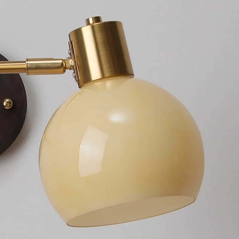 Helnys Swing Arm LED Wall Lamp with Switch - Flexible Glass Iron Design