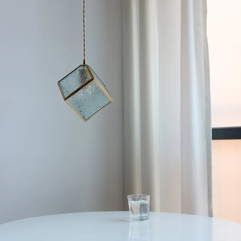 Helnys Square Glass LED Pendant Lamp for Kitchen Dining Living Room