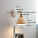 Helnys Ceramic LED Wall Sconce - Copper Arm, Adjustable Pull Chain Switch