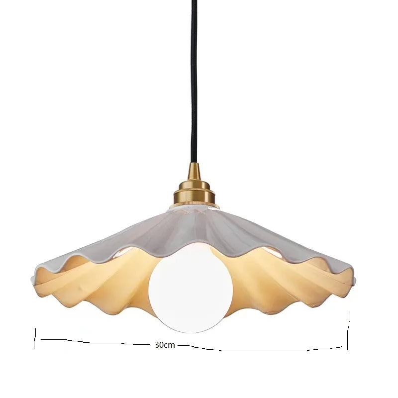 Helnys Copper Ceramic LED Pendant Lamp with Wood Handle