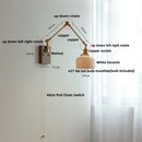 Helnys Ceramic Ball LED Wall Light Brass Walnut Wood Bedside Lamp