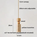 Helnys Yellow Travertine Circular LED Pendant Lamp for Bedroom and Living Room