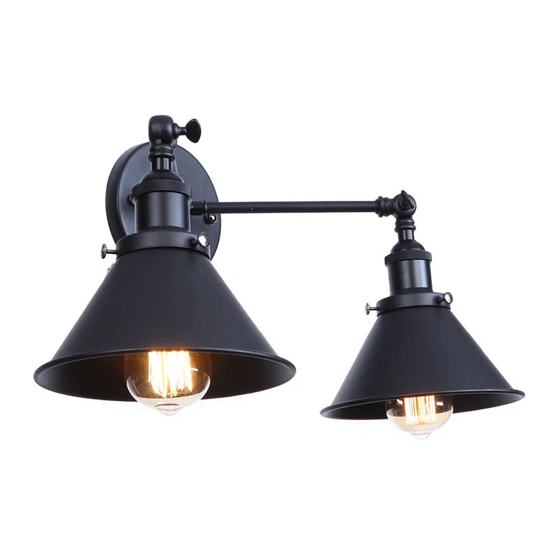 Helnys Loft Iron LED Wall Lamp 2 Heads Vintage Industrial Style Up Down Light