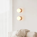 Helnys LED Wall Lights Pull Chain Switch Japan Style White Glass Yellow Travertine