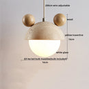 Helnys LED Gourd Pendant Light Fixture White Glass Yellow Travertine Hang Lamp