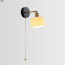 Helnys Copper LED Wall Lights Pull Chain Switch Modern Bedside Lamp