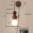 Helnys Nordic Wood LED Wall Sconce Bedroom Lamparas, Adjustable Acrylic Bedside Light