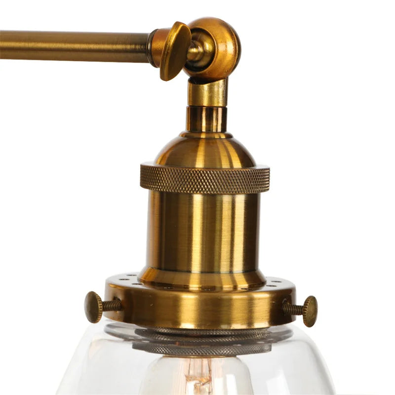 Helnys Gold LED Wall Light with Pull Chain Switch - Industrial Vintage Style
