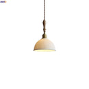 Helnys Round Wood White Ceramic LED Pendant Lamp for Home Decor