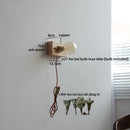 Helnys LED Wall Lamp Indoor Pull Chain Switch Stair Lighting Ash Wood Mirror Light.