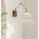 Helnys Rotatable Wood Ceramic Wall Sconce with Pull Chain Switch