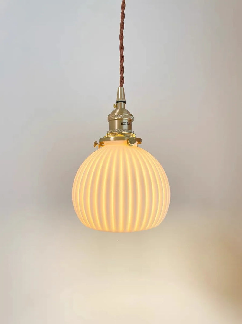 Helnys Copper Ceramic Ball LED Pendant Light - Nordic Modern Hanging Fixture