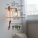 Helnys Square Glass LED Wall Light with Pull Wire Switch & Night Bedside Lamp