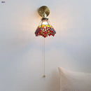 Helnys Colorful Glass LED Wall Light Sconce Tiffany Style Bedside Lamp