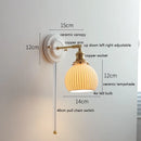 Helnys Ceramic LED Wall Sconce - Copper Arm, Adjustable Pull Chain Switch