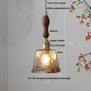 Helnys Amber Glass Pendant Light with Copper Knob Switch - Vintage Loft LED Fixture