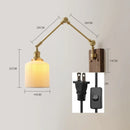 Helnys Copper Swing Arm LED Wall Light with Pull Chain Switch and Walnut Canopy