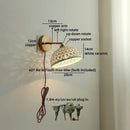 Helnys Ceramic Vintage LED Wall Light Bathroom Round Design Pull Chain Bedside Lamp