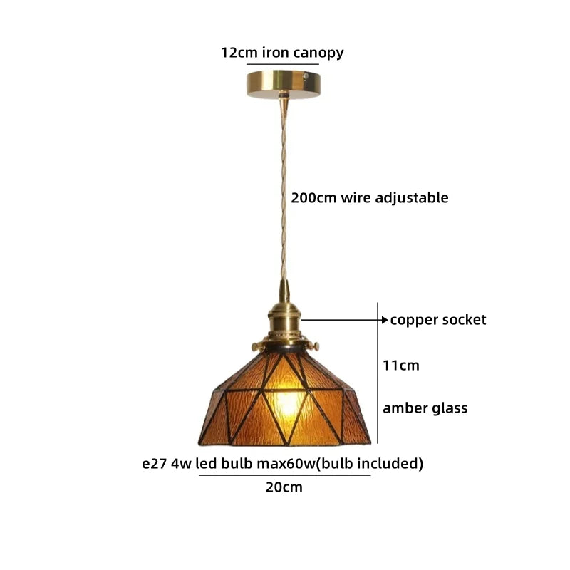Helnys Amber Glass LED Pendant Chandelier