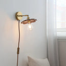 Helnys Wood Wall Light Fixture with Pull Chain Switch & Rotating LED Socket