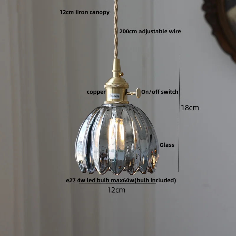 Helnys Bubble Glass Ball LED Pendant Lamp with Copper Knob Switch