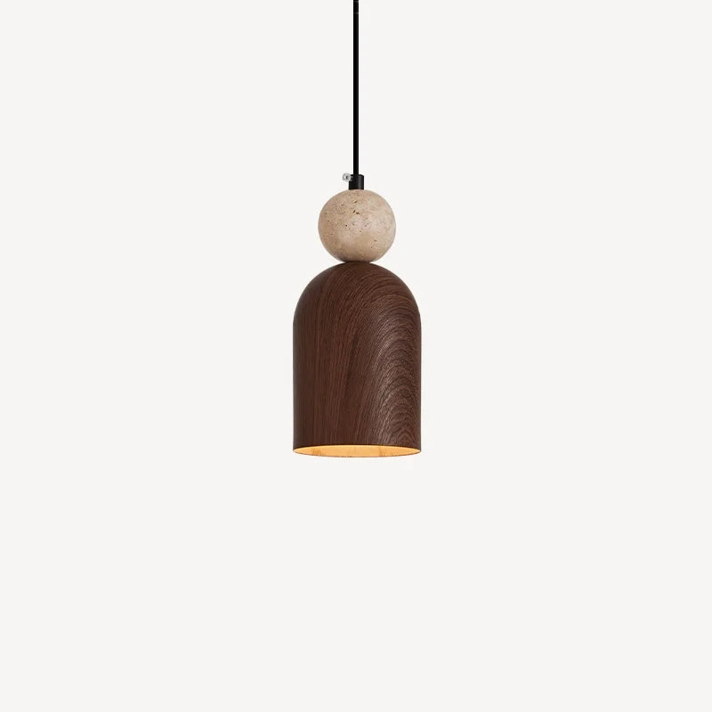 Helnys Wood Stone LED Pendant Light - Adjustable Nordic Modern Hanging Lamp