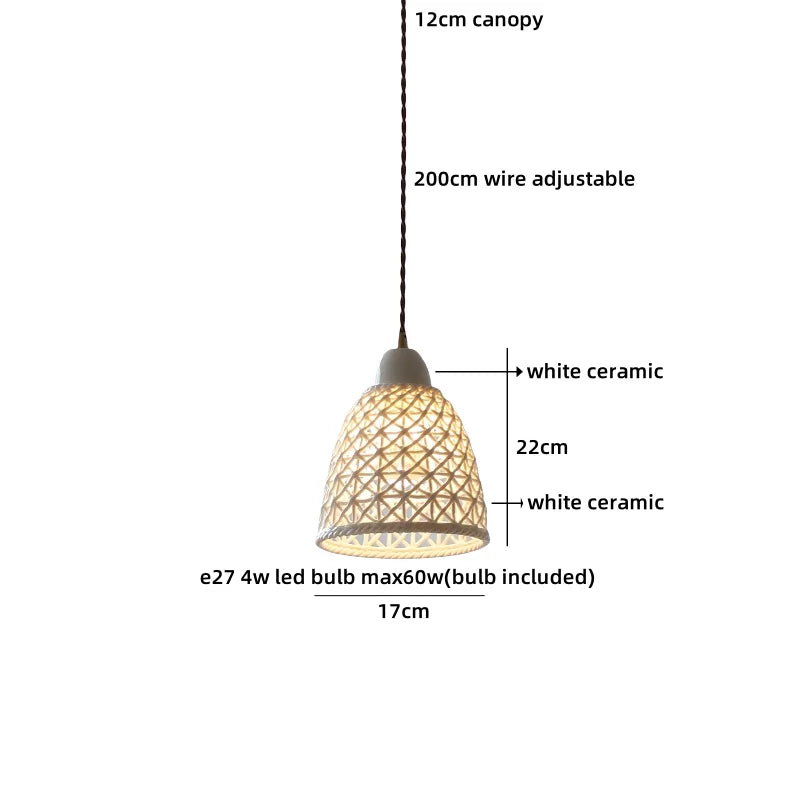 Helnys Ceramic Shade LED Pendant Chandelier Light Fixture Bar Bedroom Aisle Industrial