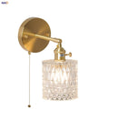 Helnys Brass LED Wall Lamp Sconce Pull Chain Switch Stair Light Fixtures