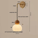 Helnys Wood Adjustable LED Wall Lamp Sconce Pull Chain Switch, Art Ambient Light