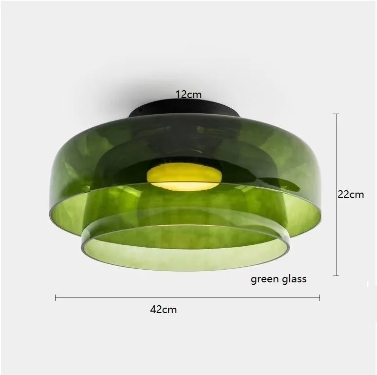 Helnys Amber Glass LED Pendant Lights - Nordic Modern Hanging Lamp