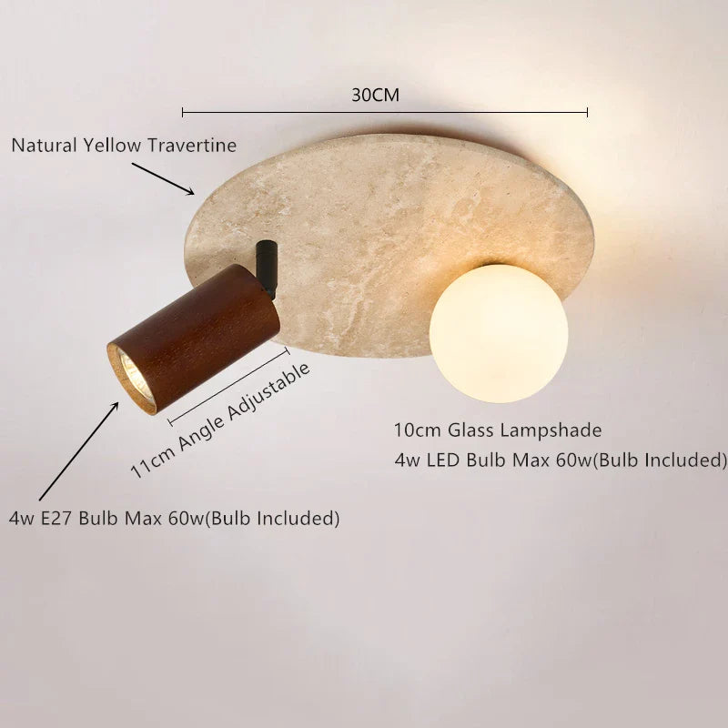 Helnys Yellow Travertine LED Ceiling Light - Wabi Sabi Home Decor