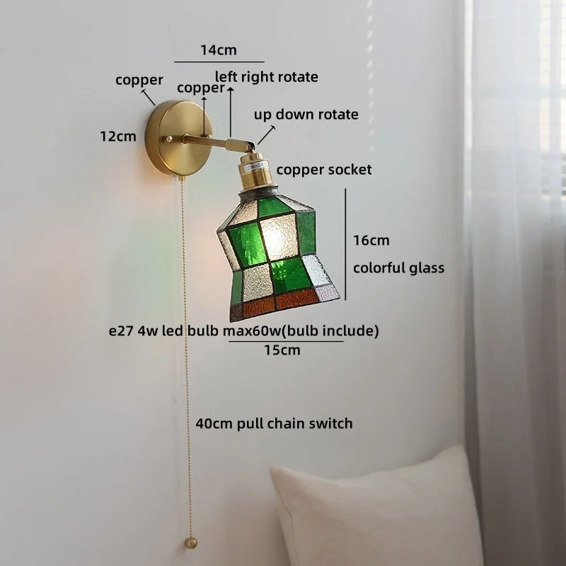 Helnys LED Glass Wall Lamps for Kids Bedroom, Nordic Design Mirror Light