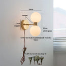 Helnys LED Wall Lamps 2 Heads White Glass Stair Light Pull Chain Switch