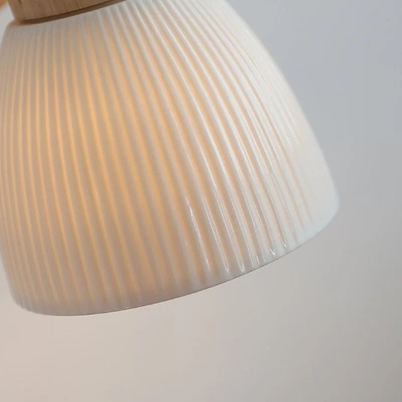 Helnys LED Wood Wall Lamp White Ceramic Japanese Style Mirror Light